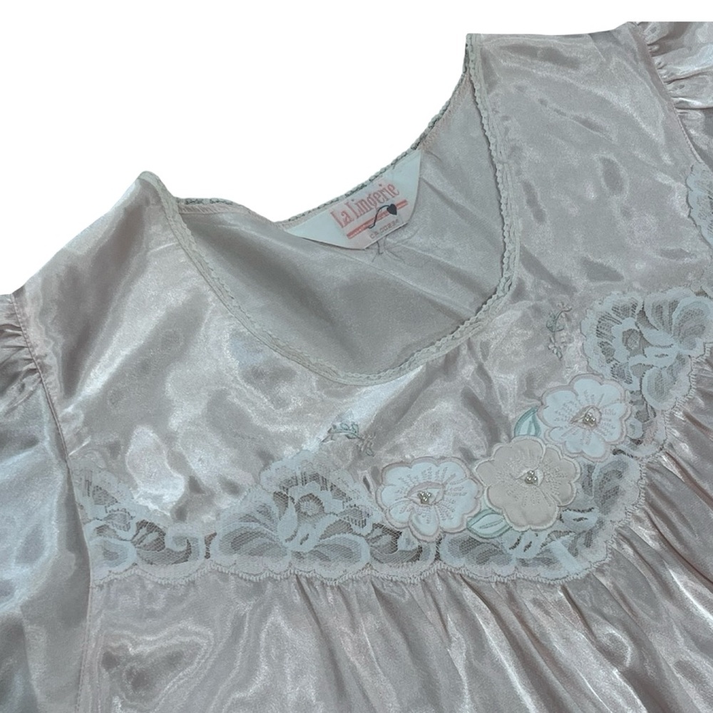 Vintage Satin Light Pink Nightgown / Nighty Midi Dress - Picture 4 of 5